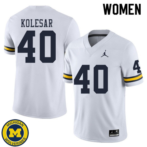 Womens University of Michigan #40 Caden Kolesar White NCAA Football Jersey